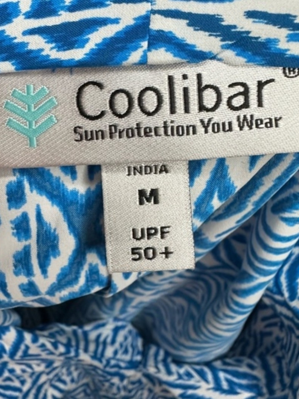 Coolibar Women's Blue Ikat Print Swim Cover-Up Dress - Size Medium - Picture 3 of 13